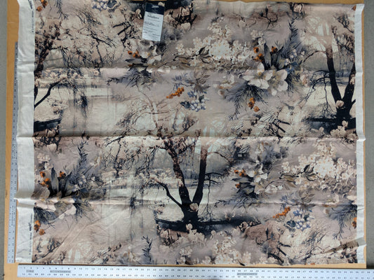 1.2y x 53"w Scalamandre Lelievre Jean Paul Gaultier Paris Vagabond Terre Linen Botanical Foliage Scenic Print Red Berry Black MSRP USD 500+/Y 18-Ev49