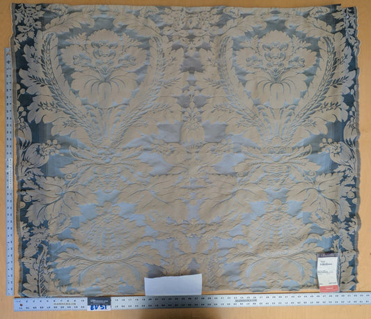 3 EV51 1.2y x 51"w Length Scalamandre Lelievre Carrousel Neptune Blue Damask Jacquard MSRP USD 892/y