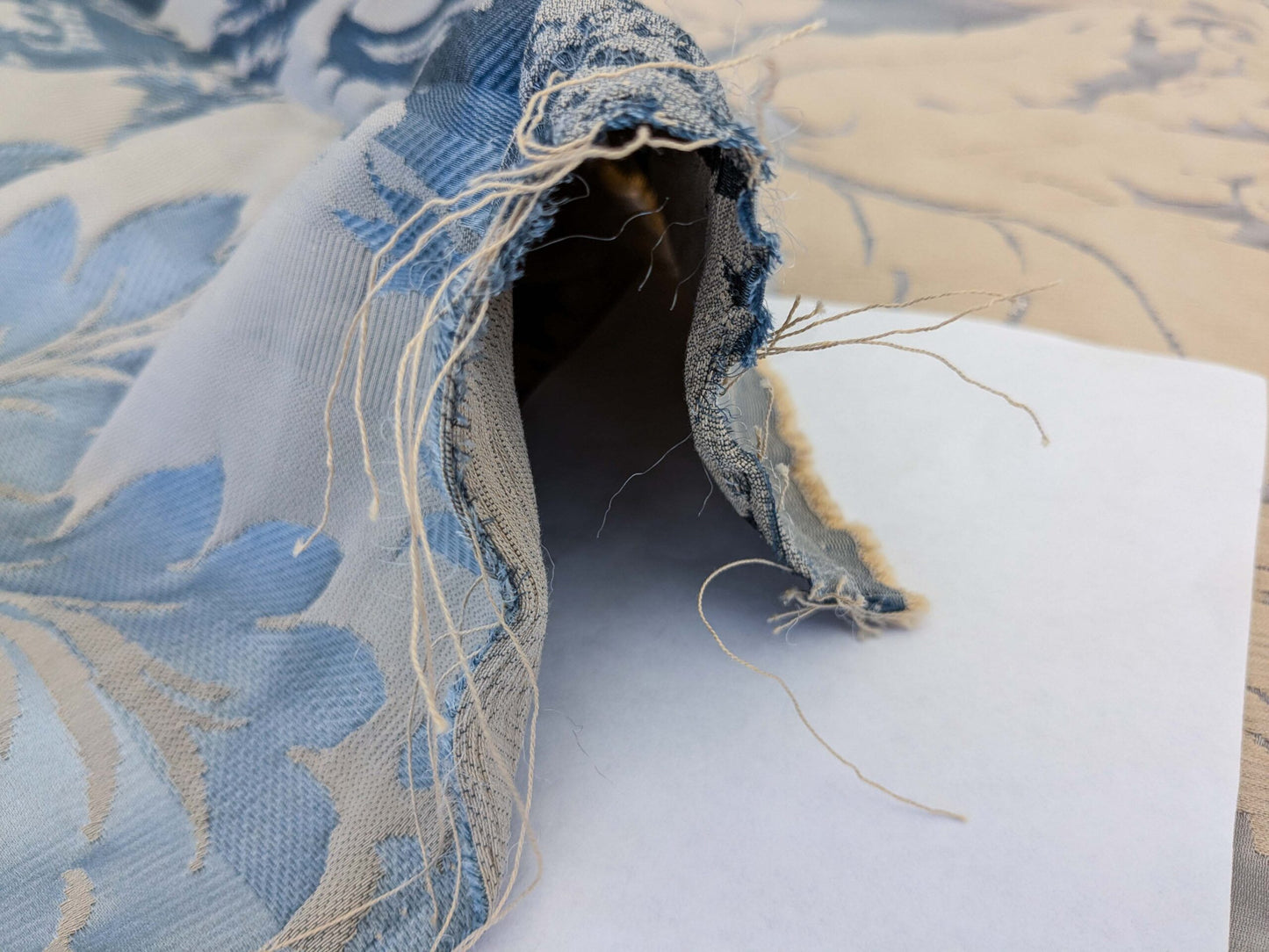 3 EV51 1.2y x 51"w Length Scalamandre Lelievre Carrousel Neptune Blue Damask Jacquard MSRP USD 892/y