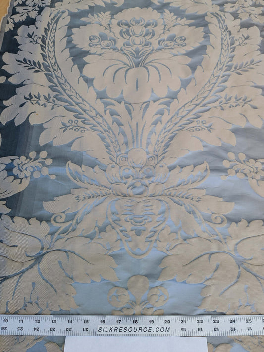 3 EV51 1.2y x 51"w Length Scalamandre Lelievre Carrousel Neptune Blue Damask Jacquard MSRP USD 892/y