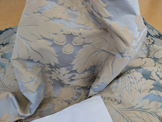 3 EV51 1.2y x 51"w Length Scalamandre Lelievre Carrousel Neptune Blue Damask Jacquard MSRP USD 892/y