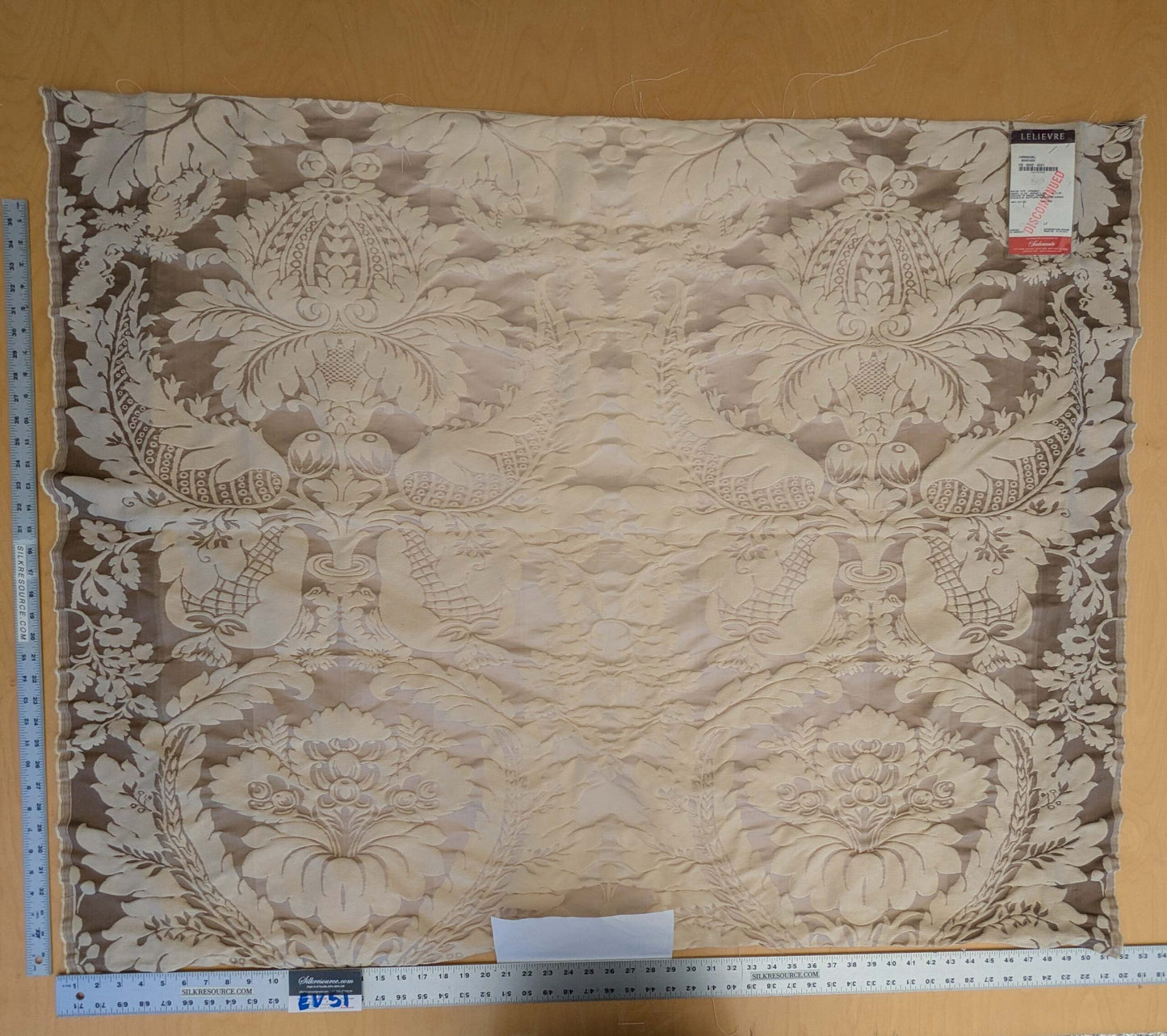4 EV51 1.2y x 51"W Length Scalamandre Lelievre Carrousel Muscade Light Brown White Damask Jacquard MSRP USD 892/y
