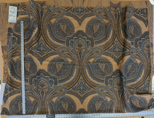 11 EV51 2.4y x 60"w Length Scalamandre Old World Weavers Balraj Blue Brown Paisley Novelty Linen MSRP USD 384/y
