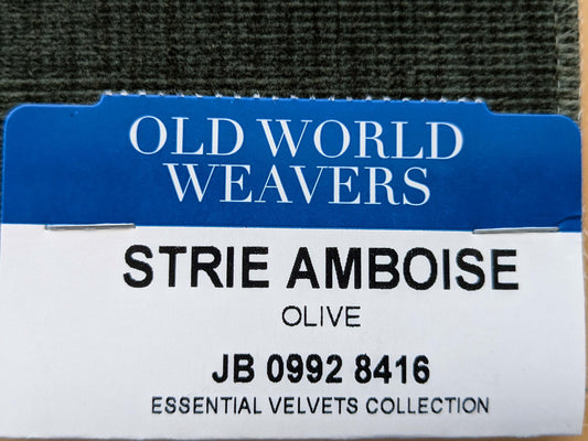 Scalamandre Strie Amboise Olive Green Velvet Cotton Old World Weavers Cotton Velvet MSRP USD 208/Yd