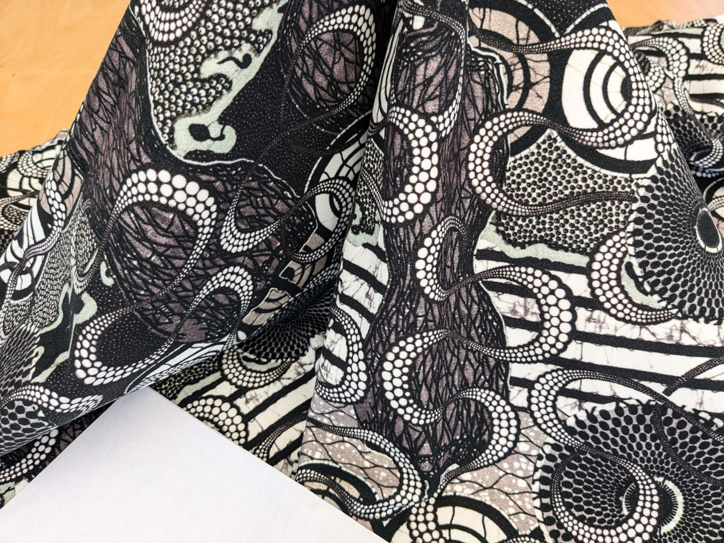 1 EV52 1.2y x 58.25"wide Scalamandre Lelievre Paris Jean Paul Gaultier Meltingpot Graphite Abstract Art Deco Suzani Classic Novelty Black and White MSRP USD450+