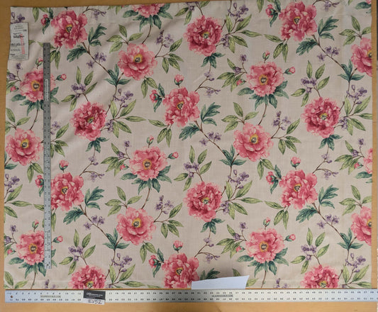 14 EV52 1.2y x 57"wide Scalamandre Roseland Cottage Petal Cream Pink Floral Print Botanical Polyester