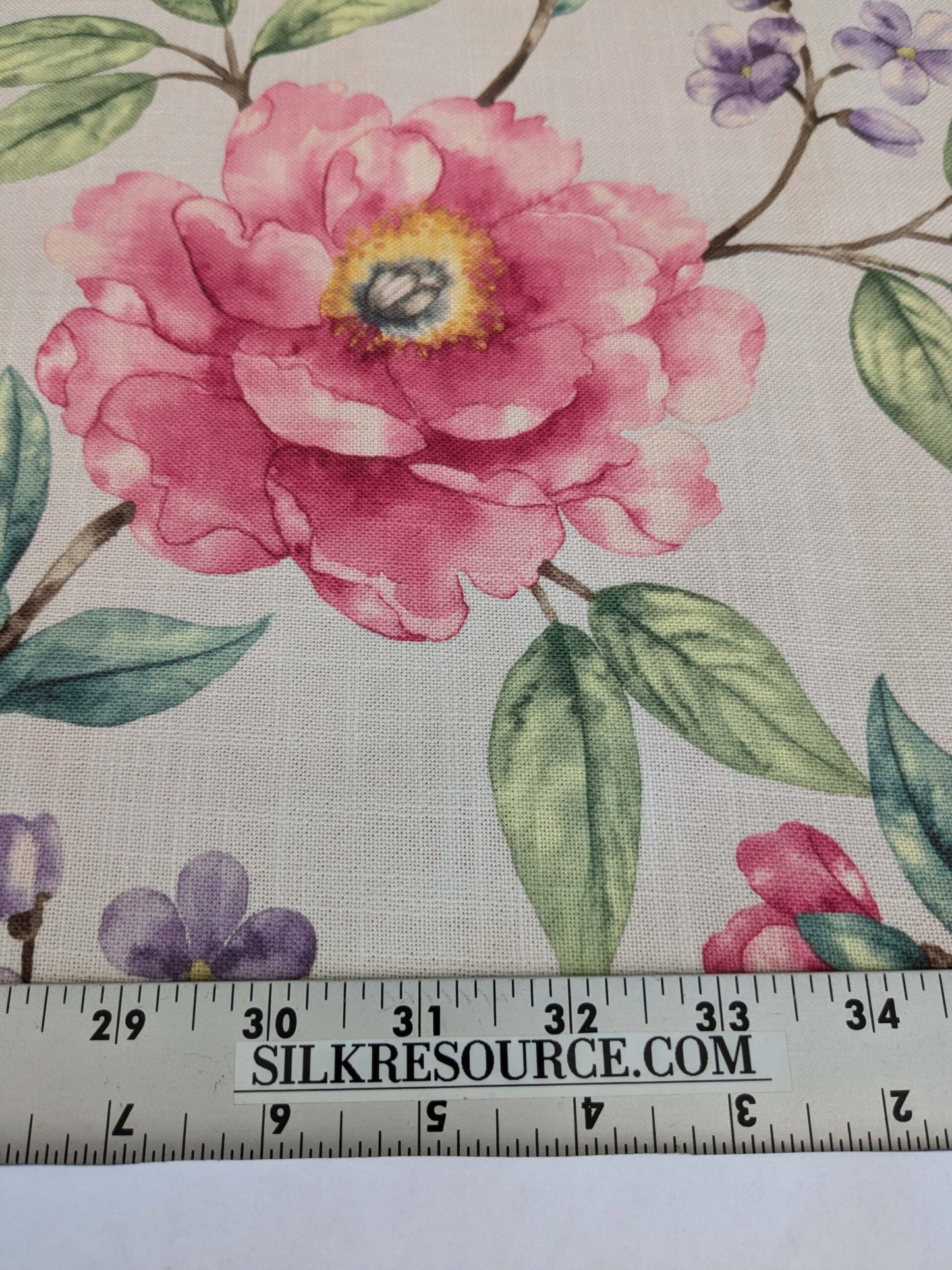 14 EV52 1.2y x 57"wide Scalamandre Roseland Cottage Petal Cream Pink Floral Print Botanical Polyester