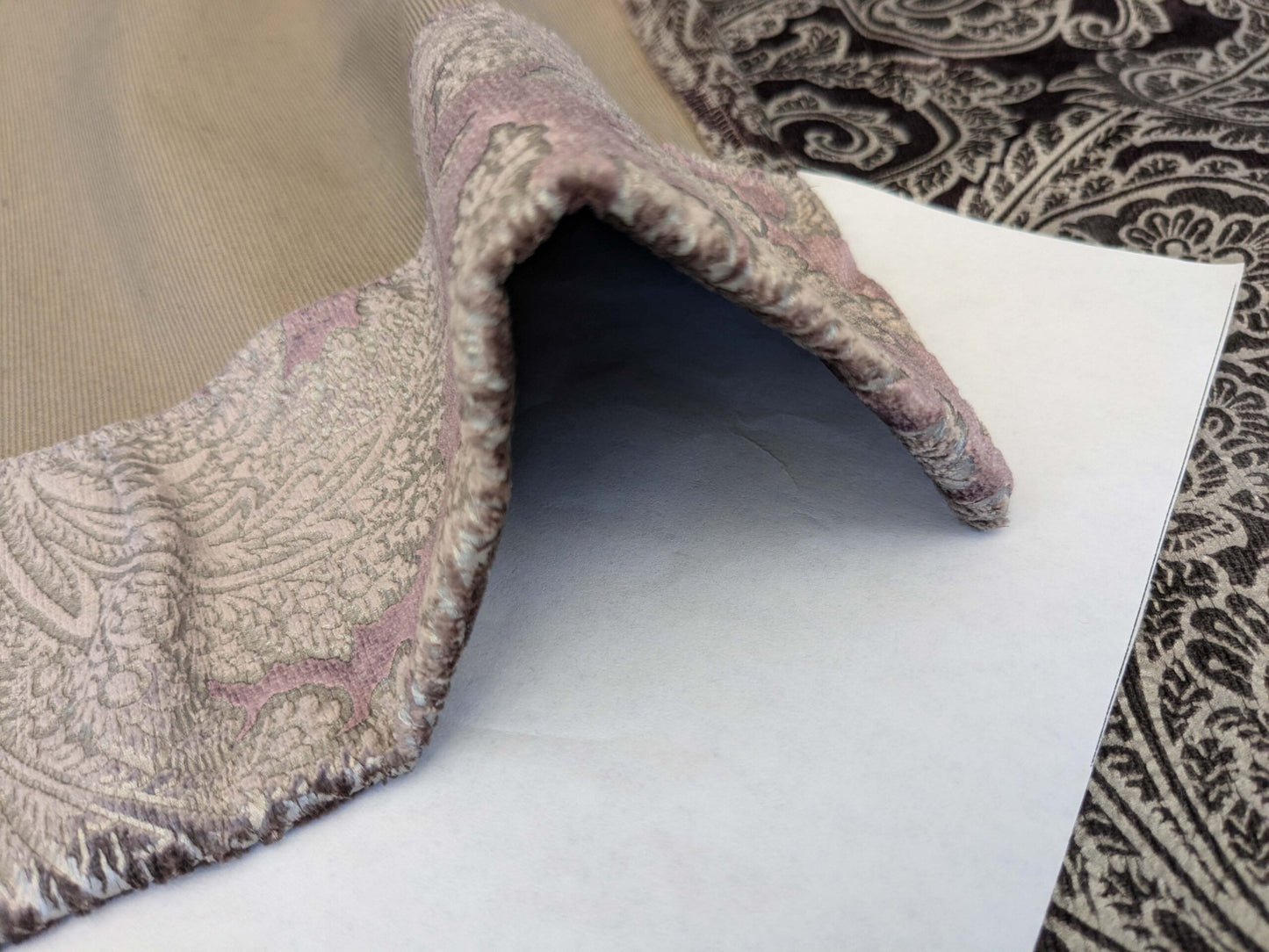 15 EV52 1.2y x 55"wide Scalamandre Palermo Velvet Paisley Amethyst Purple Printed Velvet Botanical Foliage MSRP USD610/y