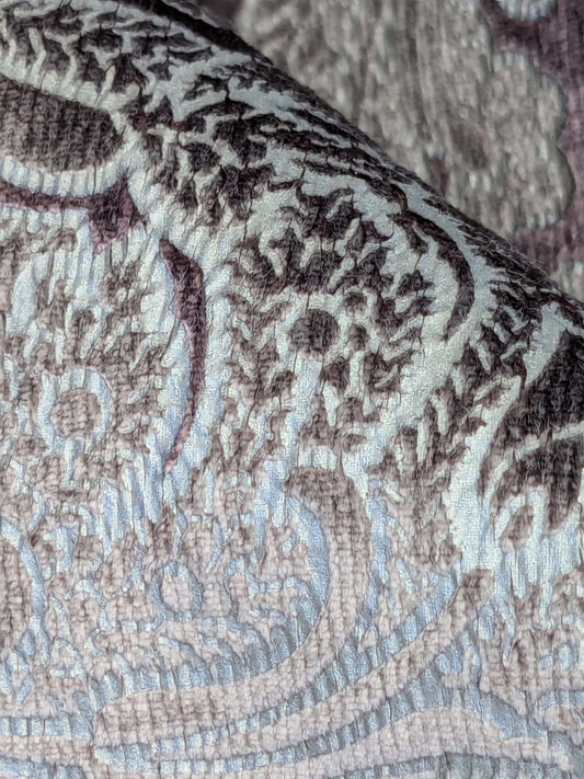 15 EV52 1.2y x 55"wide Scalamandre Palermo Velvet Paisley Amethyst Purple Printed Velvet Botanical Foliage MSRP USD610/y