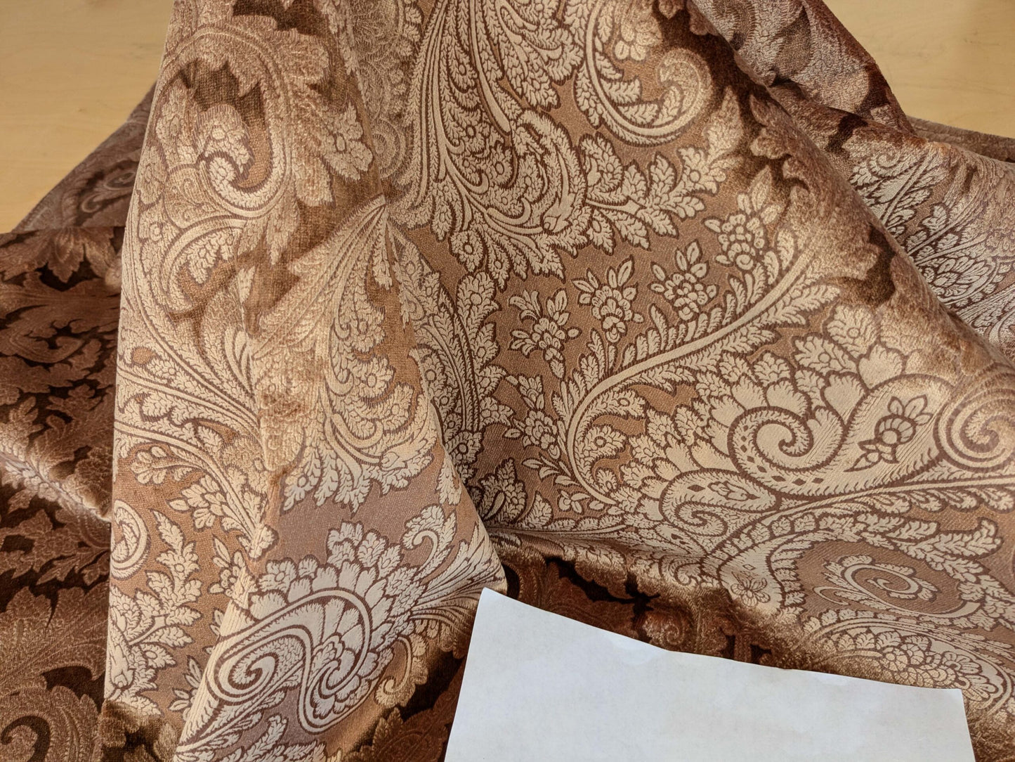 16 EV52 1.2y x 55"wide Scalamandre Palermo Velvet Paisley Copper Brown Printed Velvet Botanical Foliage MSRP USD610/y