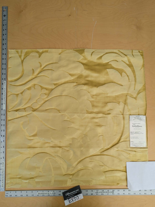 6 EV53 26"x 27" Square Scalamandre Old World Weavers Villa Regina Damask Lemon Yellow 100% Silk Renaissance MSRP USD500+