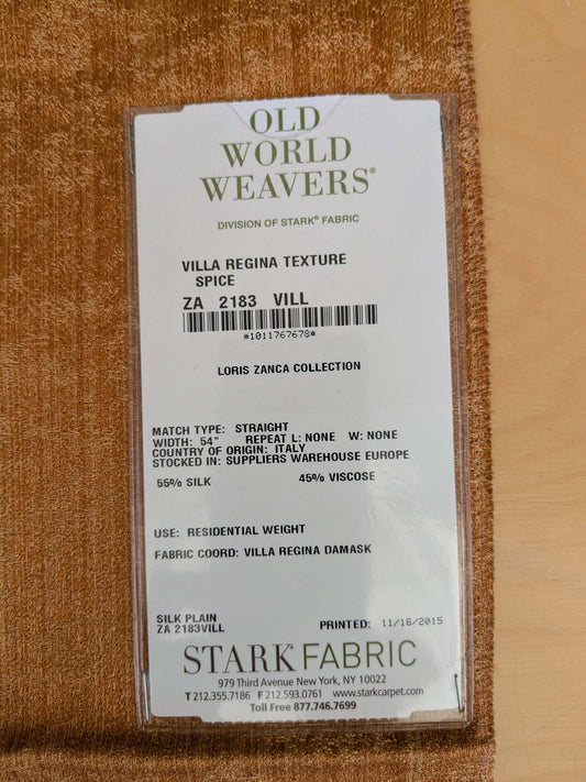 9 EV53 26"x 27" Square Scalamandre Old World Weavers Villa Regina Texture Spice Brown Silk Viscose Solid MSRP USD500+/y