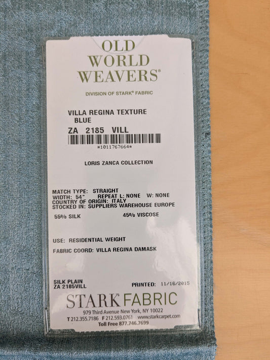 10 EV53 26"x 27" Square Scalamandre Old World Weavers Villa Regina Texture Blue Silk Viscose Solid MSRP USD500+/y