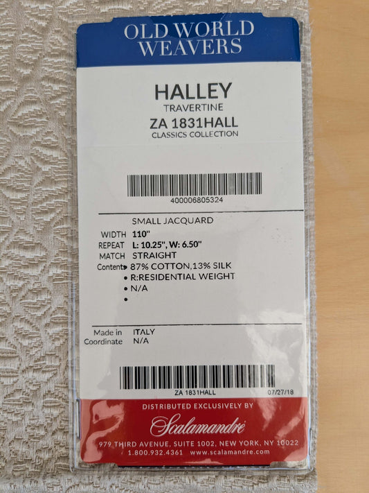 16 EV53 27"x 26" Square Scalamandre Old World Weavers Halley Tavertine Cream White Matelasse Small Scale Texture MSRP USD 1100+/y