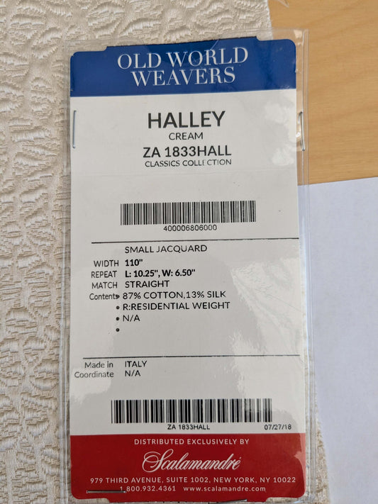 18 EV53 27"x 26" Square Scalamandre Old World Weavers Halley Cream White Matelasse Small Scale Texture MSRP USD 1100+/y