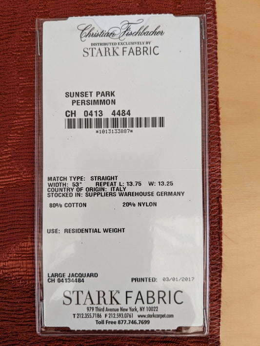 26 EV53 Square Scalamandre Christian Fischbacher Sunset Park Persimmon Red Botanical Foliage MSRP USD350+