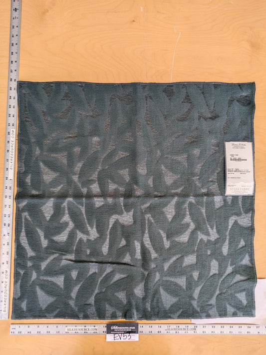 27 EV53 Square Scalamandre Christian Fischbacher Sunset Park Teal Blue Botanical Foliage MSRP USD350+