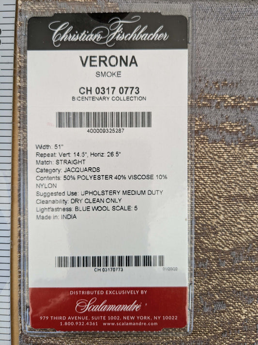31 EV53 Square Scalamandre Christian Fischbacher Verona Smoke Gray Brown Abstract MSRP USD 400+/y