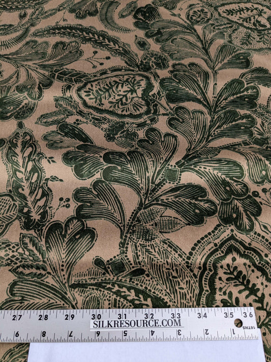 Scalamandre Fonthill Cranbrook Printed Velvet Forest Rich Emerald Green Printed Renaissance Floral Jacobean MSRP USD368/Y