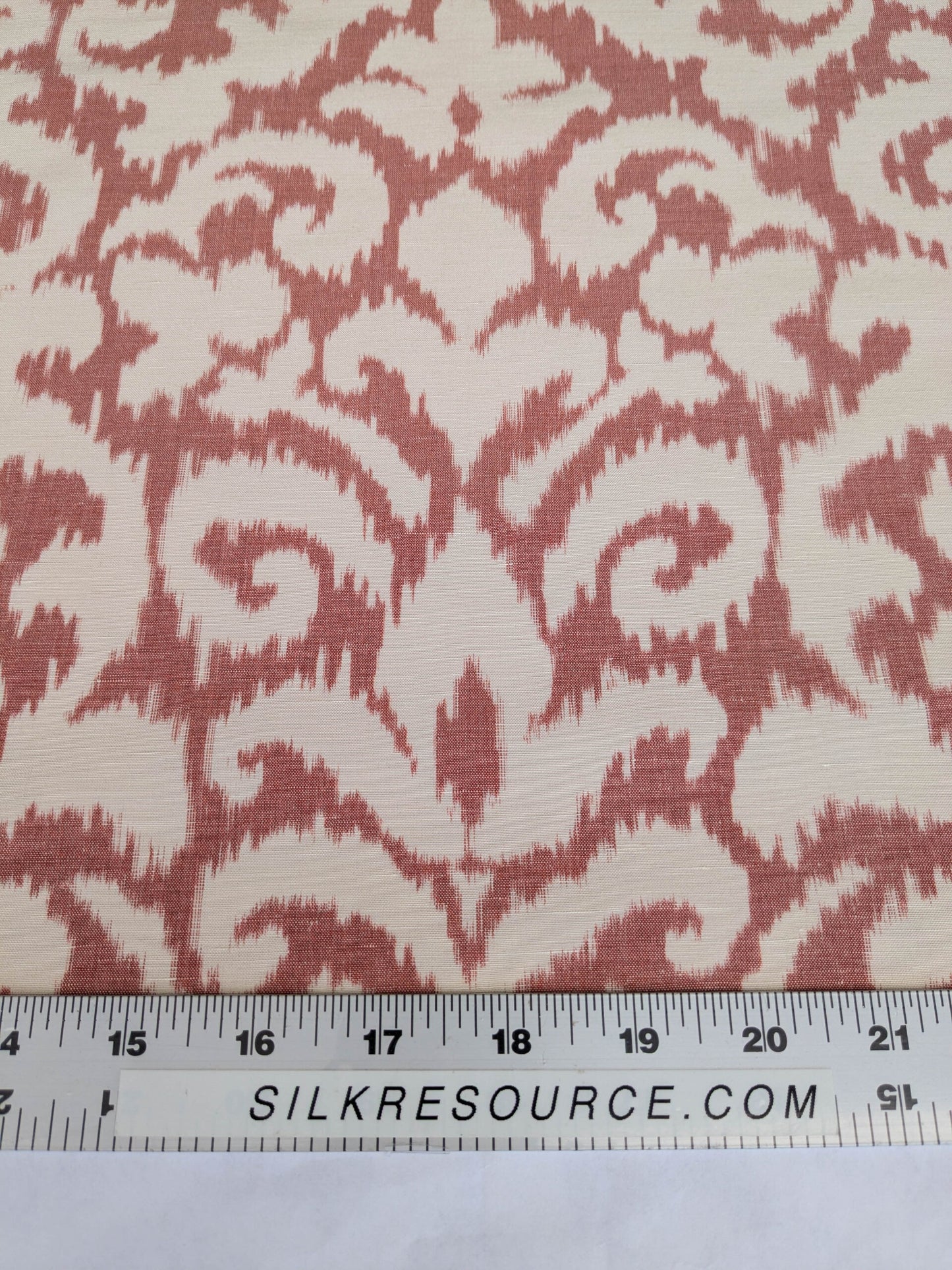 Scalamandre Swirl Red White Scroll Damask Ikat Linen Silk MSRP USD 372/y