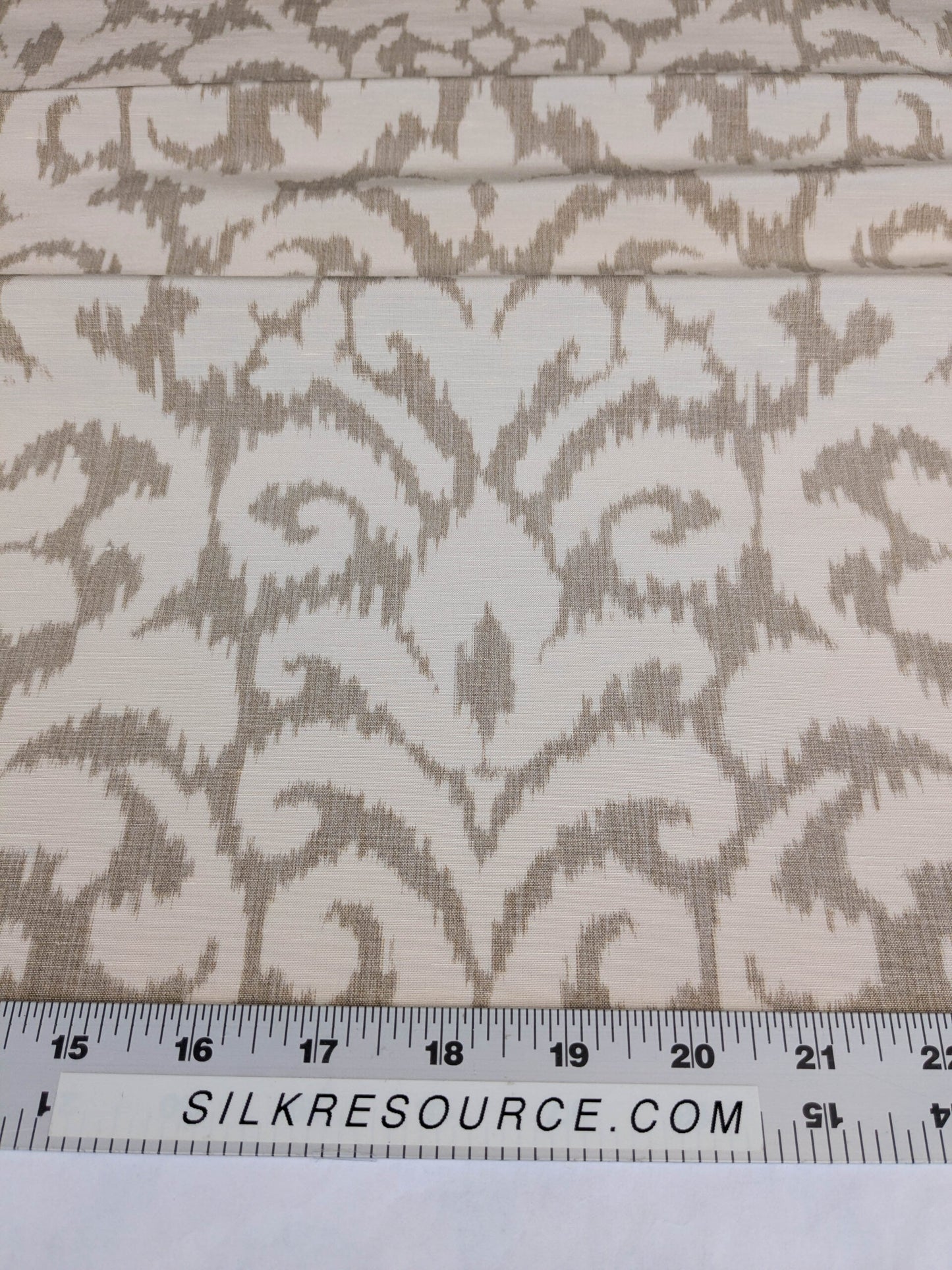 Scalamandre Swirl Beige White Scroll Damask Ikat Linen Silk MSRP USD 372/y
