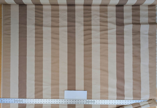 Scalamandre La Valliere Rayure Tan & Cream Brown Beige Reversible Silk Wide Stripe Historical French MDRP USD 496/y