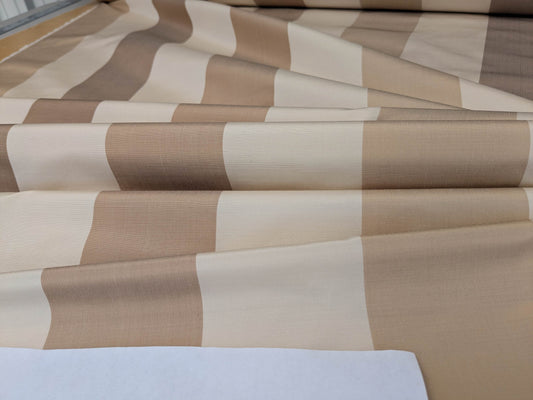 Scalamandre La Valliere Rayure Tan & Cream Brown Beige Reversible Silk Wide Stripe Historical French MDRP USD 496/y
