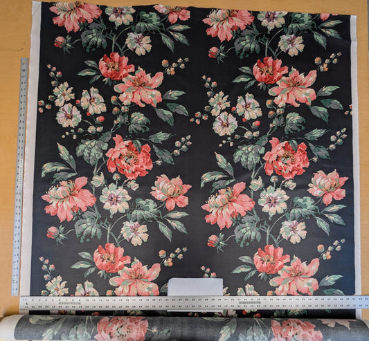 Scalamandre Old World Weavers Sesimbre Multi/Black Green Pink Peony Chintz Floral Botanical Large Pattern Cotton MSRP USD 176/y
