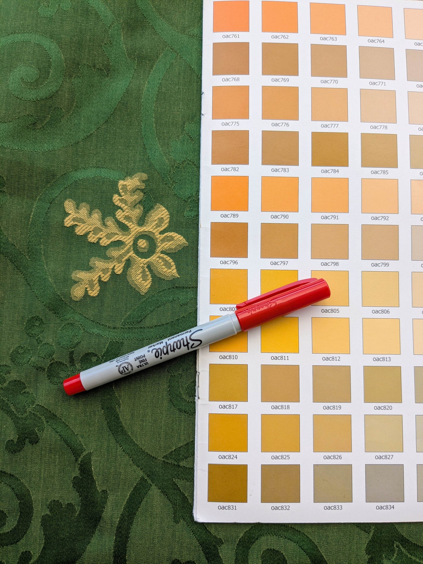 By yard Scalamandre Perugia Green Emerald Gold Damask Neoclassic Scroll Classic Medallion MSRP USD 156/y