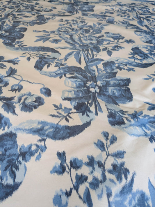 Scalamandre Tassinari & Chatel Lamballe Silk Warp Print Bleu Blue White Silk Floral Print Historical Circa 1778 MSRP USD 2022/yard