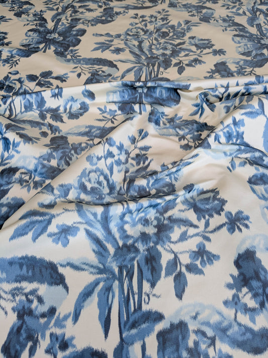 Scalamandre Tassinari & Chatel Lamballe Silk Warp Print Bleu Blue White Silk Floral Print Historical Circa 1778 MSRP USD 2022/yard