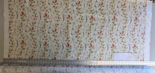 Vervain Jean Monroe Cotton - Cheltenham Pink White Stripe Floral