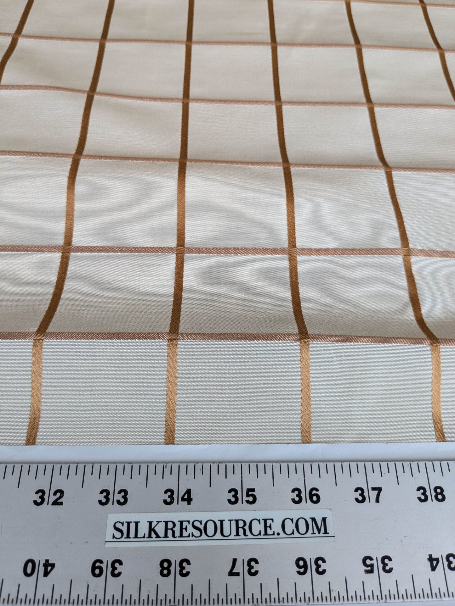 Scalamandre Louis Check Ochre on Creme Brown Beige Cotton Viscose Cotton Windowpane Plaid Check MSRP USD 176/y