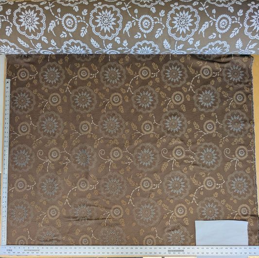 By Yard Scalamandre Kasumi Chocolate Brown Silk Lampas Kimono Daisy Flower Art Deco MSRP USD 276/Y