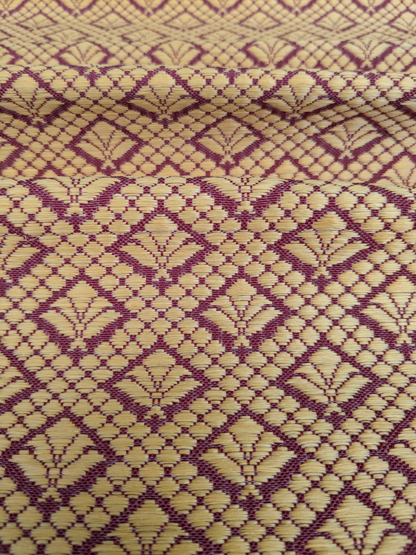 by yard Scalamandre Old World Weavers Nircel Rouge Or Red Gold Horsehairs Small Scales Fretwork MSRP USD1150/y