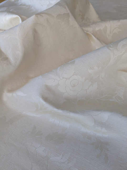 By yard Monceau Moire Linen Cotton Damask Historical Ivory Cream White MSRP 458
