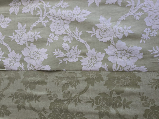 Monceau Moire Linen Cotton Damask - Historical Garden Green