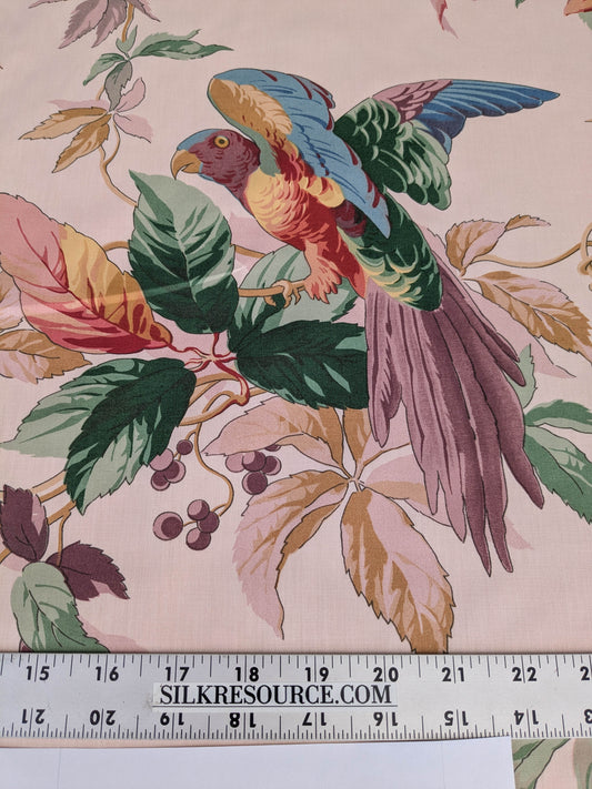 Summer Swallow Bird Flowers Chintz Print - Pink Multi - By The Yard