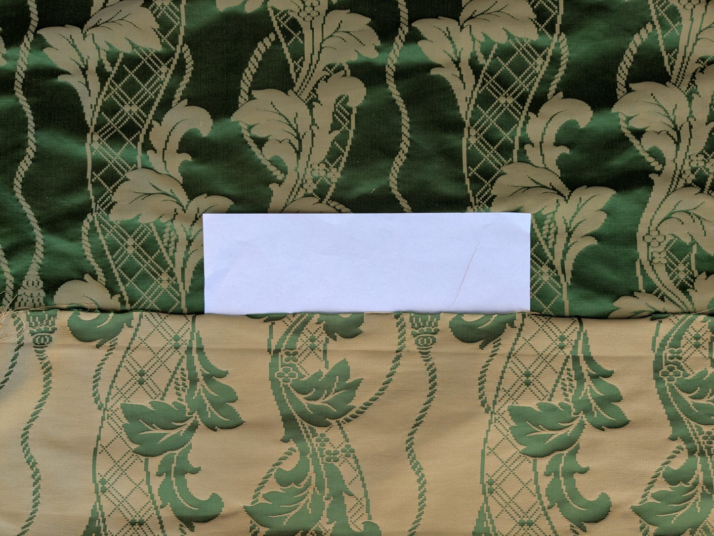 By yard Tuscany Acanthus Silk Damask Stripe Emerald Foliage Green