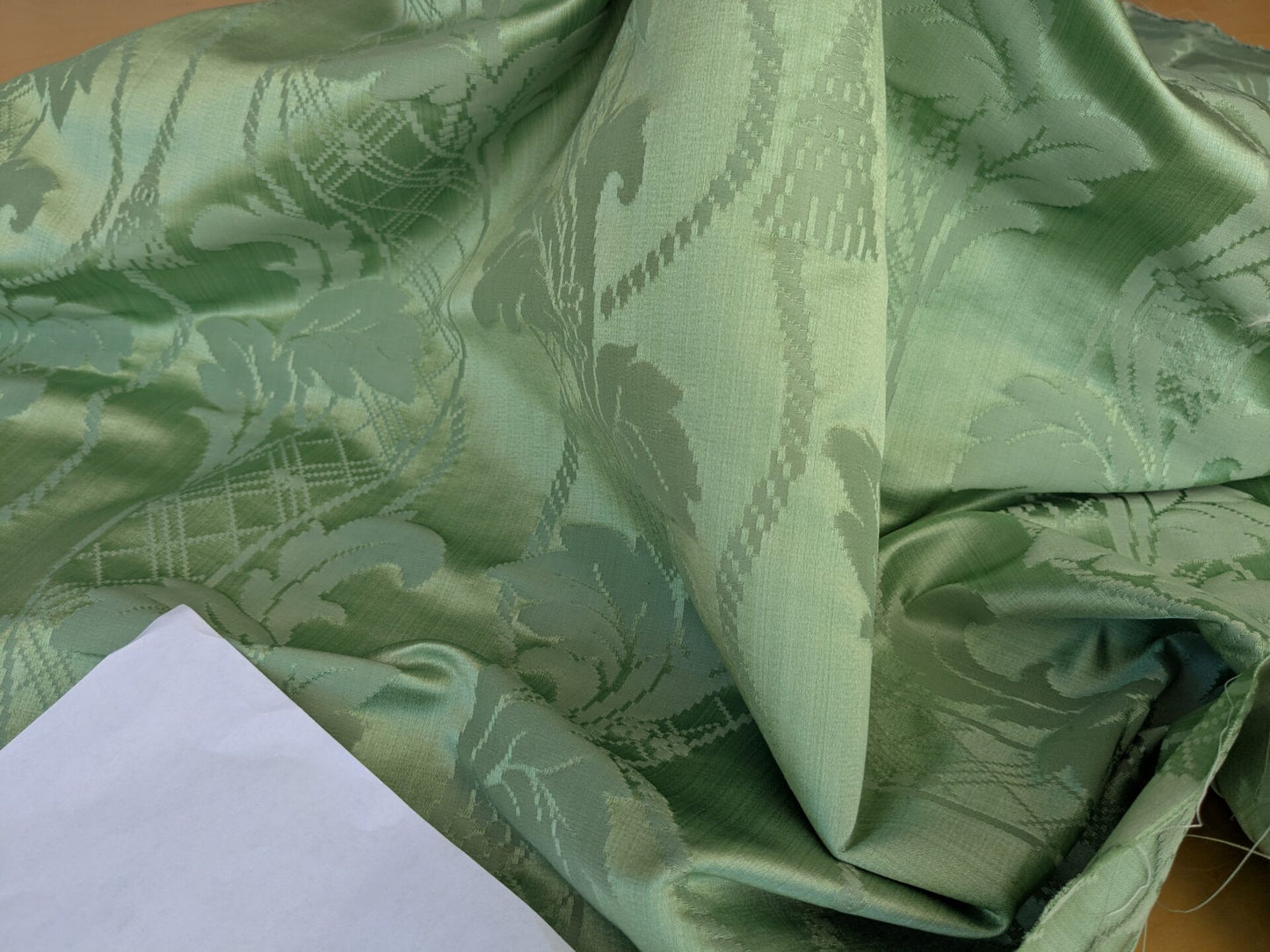 By yard Tuscany Acanthus Silk Damask Stripe Foliage Minty Green MSRP USD 356/yard