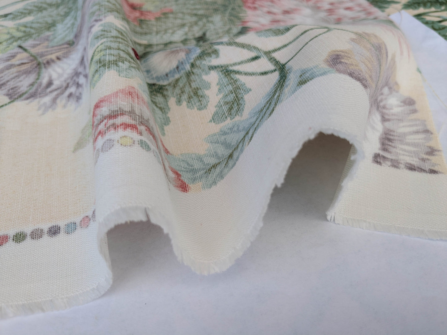 Thames Large English Garden Bouquet Line Print Fabric - Pink Green Red on Yellow - By The Yard