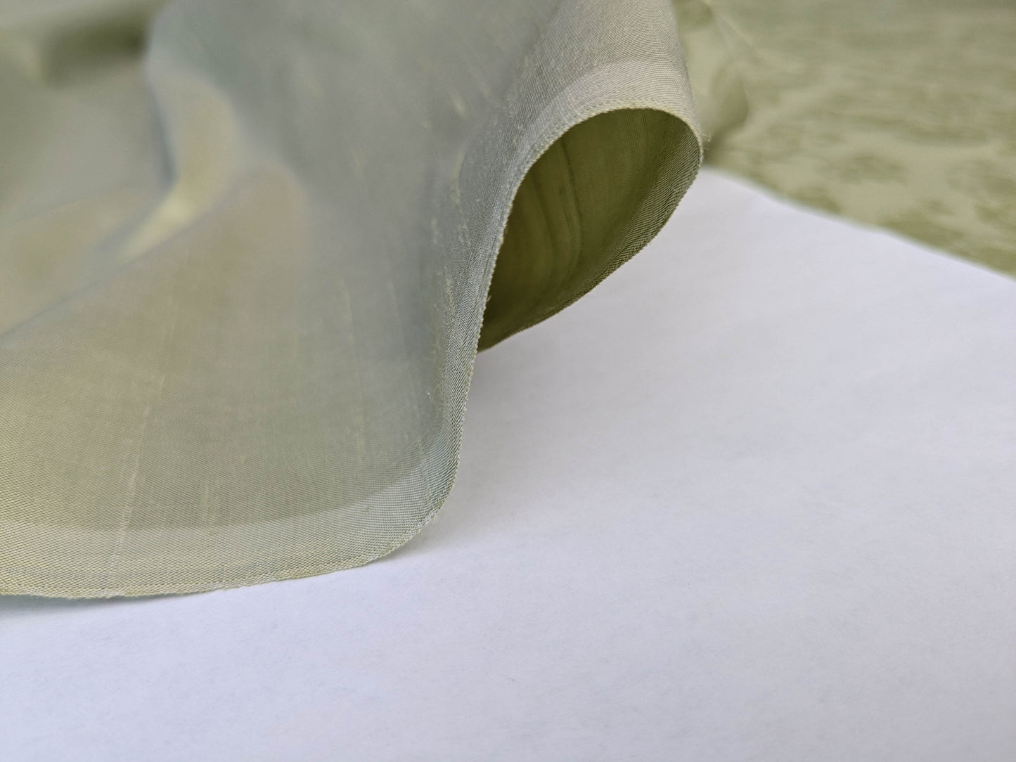 Windsor Castle Renaissance Resist Print Silk Damask - Sage Green on Celery - By The Yard