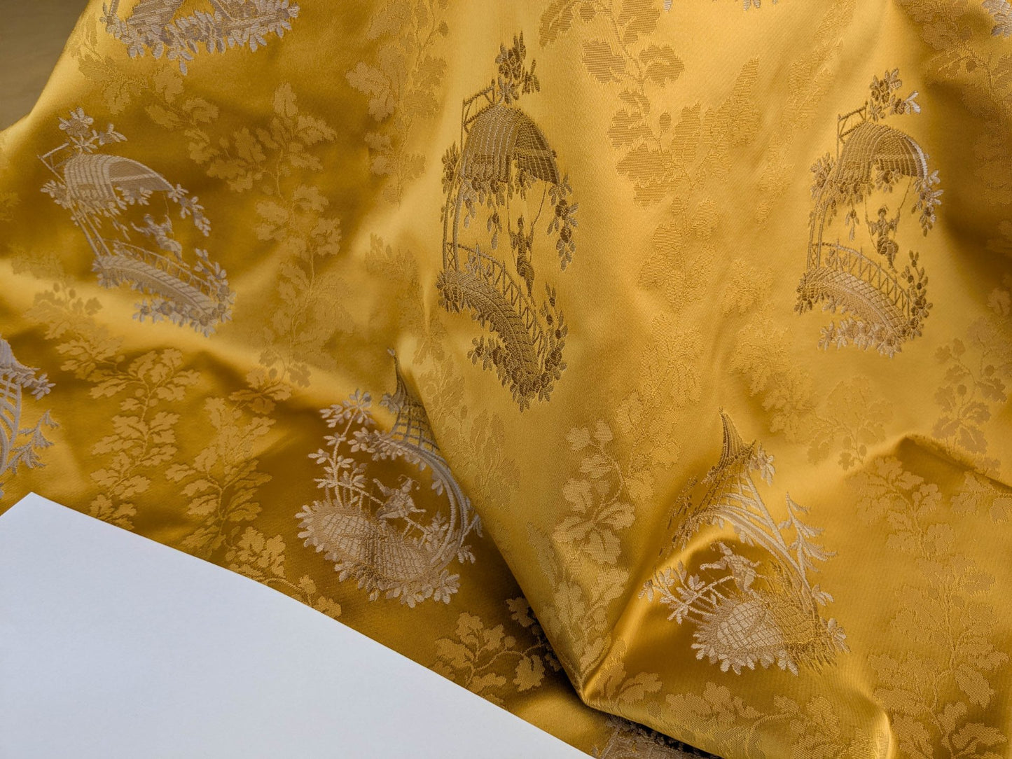 by yard Scalamandre Tassinari & Chatel Pillement Or Gold Yellow Chinoiserie Scenic Figurative MSRP USD 1080/y