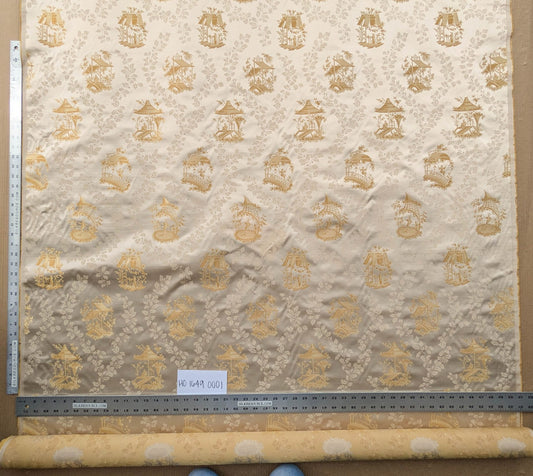 by yard Scalamandre Tassinari & Chatel Pillement Creme Gold Cream Chinoiserie Scenic Figurative MSRP USD 1080/y