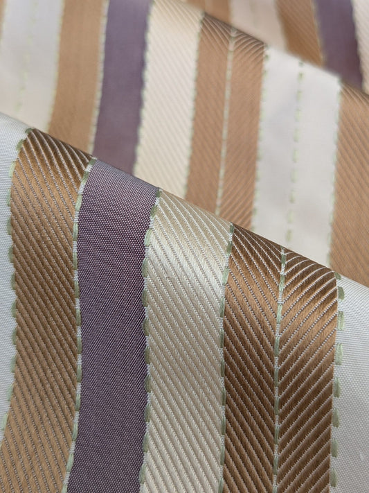 Lee Jofa Denning Silk Stripe Camel Brown Ivory Lite Lavender Purple MSRP USD196/y