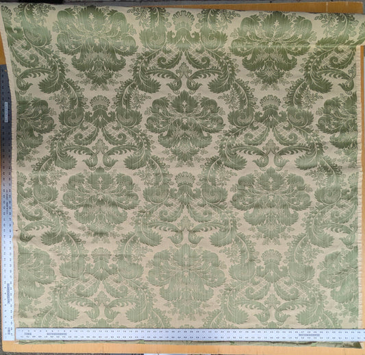 Bach Piano Salon Damask Renaissance Cotton Fabric - Green - By The Yard