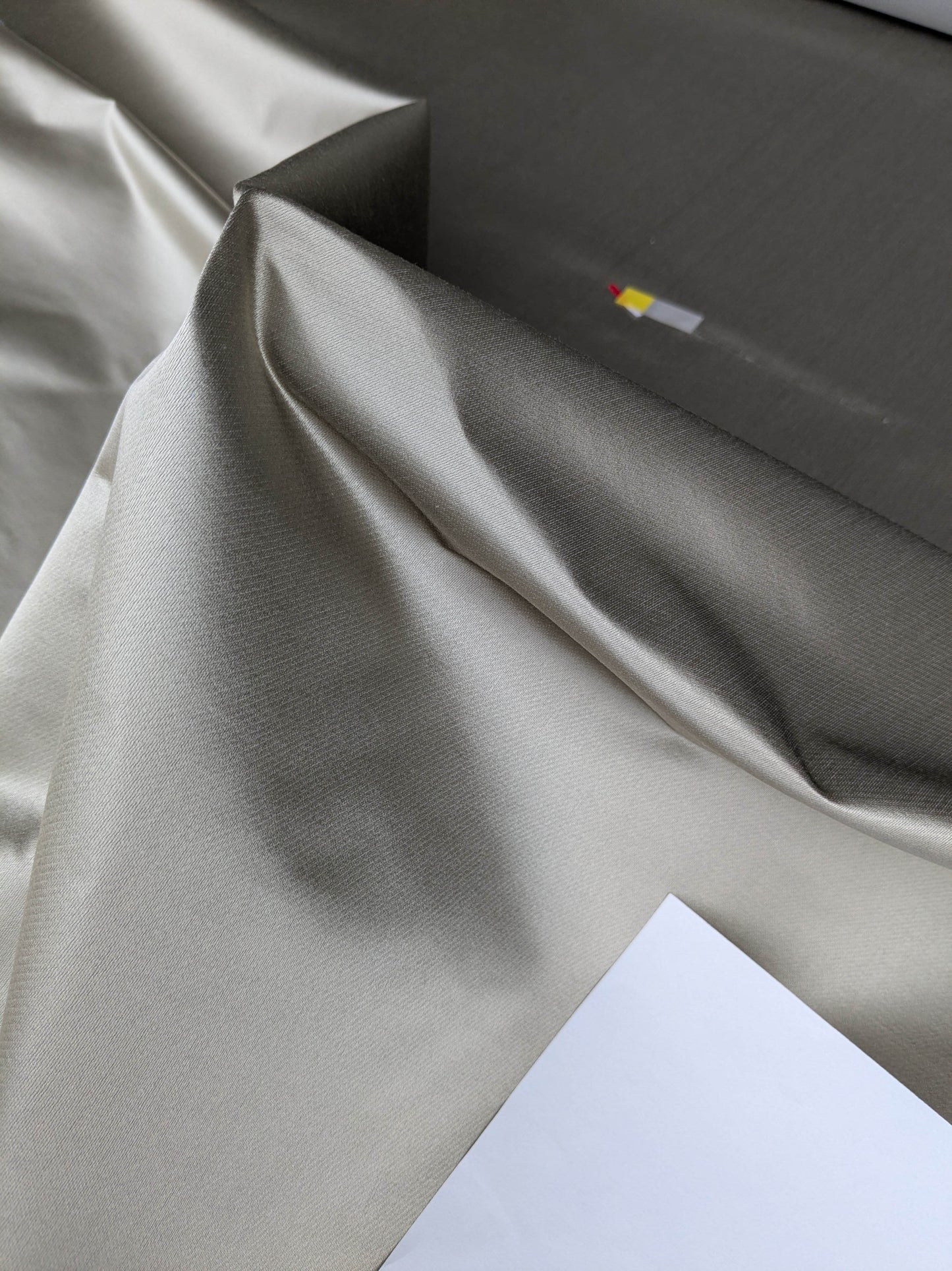 Mirror Lake Smooth Greenish Patina Silk Satin Cotton Fabric - Pale Taupe - By The Yard