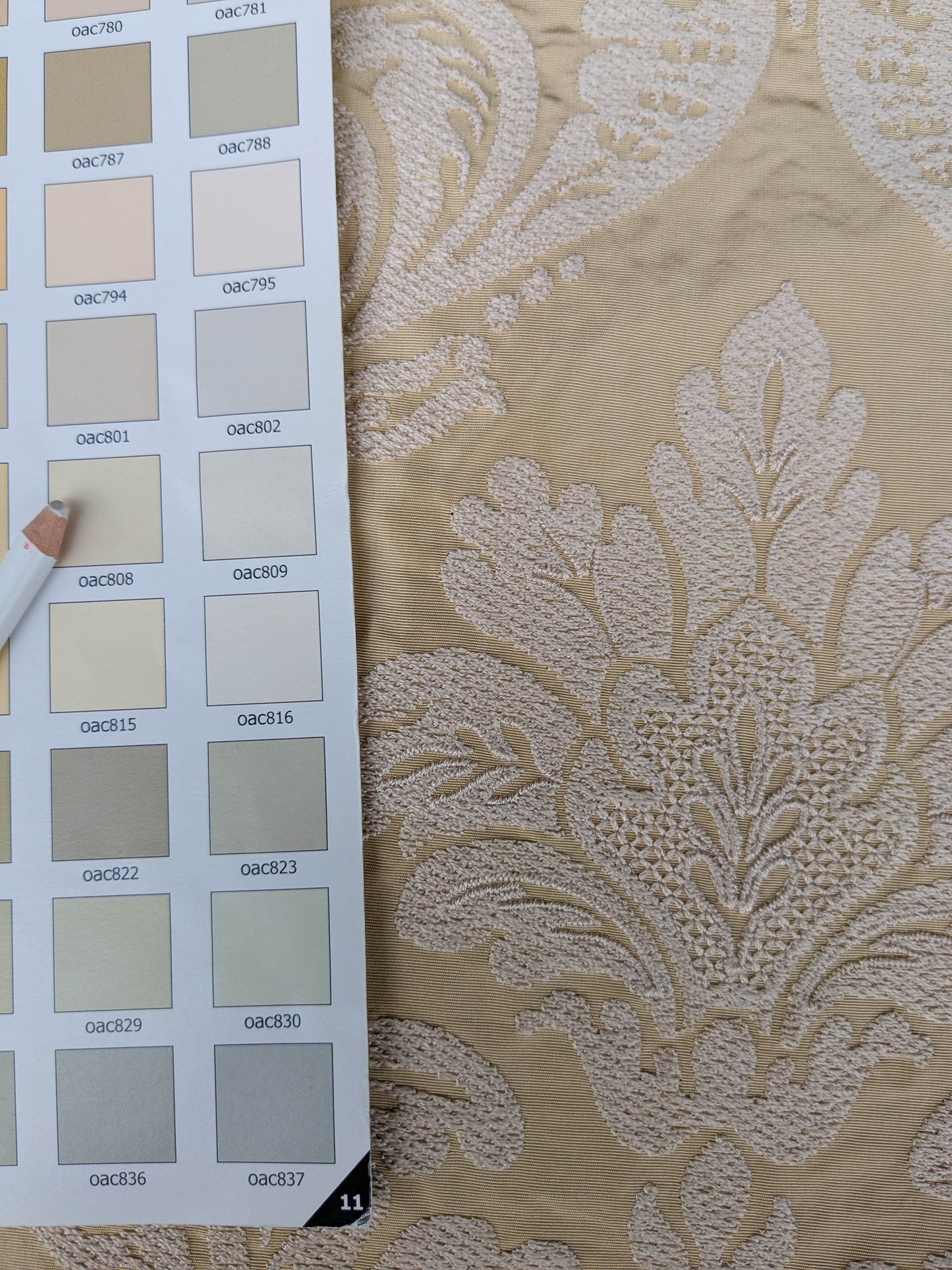 Lovelace Embroidery Renaissance Damask Silk Faille Fabric - Light Gold - By The Yard