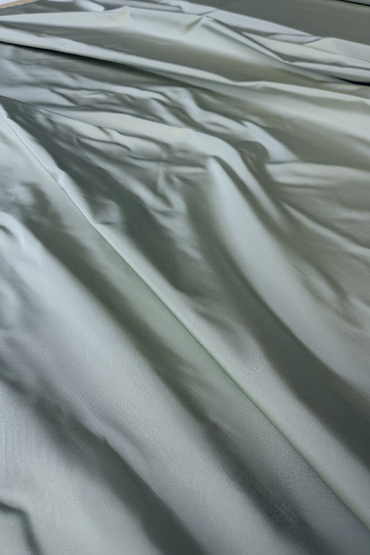 Corringham Foggy Green Thick Crisp Silk Faille High End Fabric - Green - By The Yard
