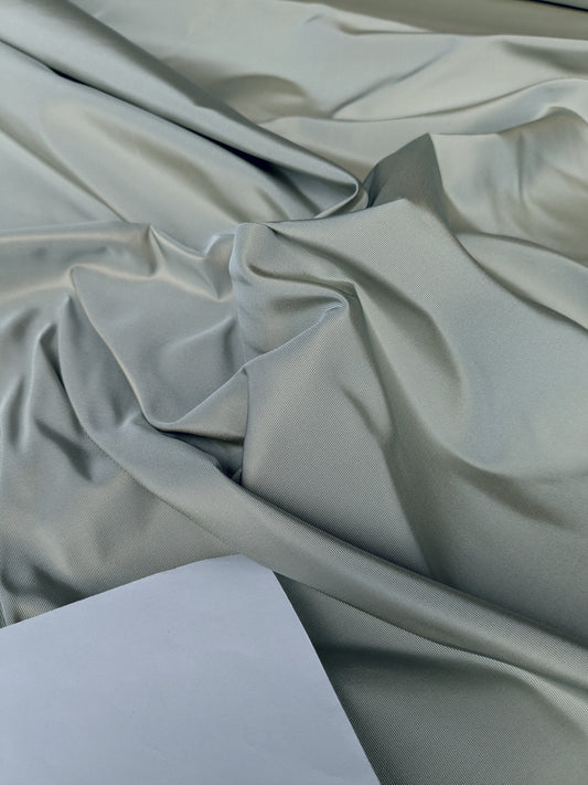 Corringham Foggy Green Thick Crisp Silk Faille High End Fabric - Green - By The Yard